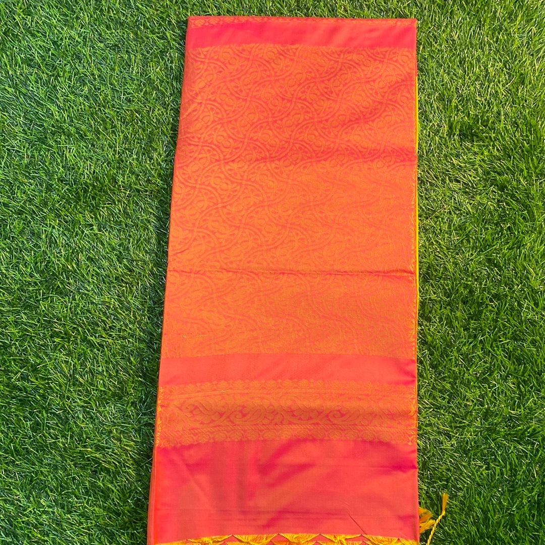 Kanjivaram Tissue Border Soft Silk Sarees (Lime Green and Pink)