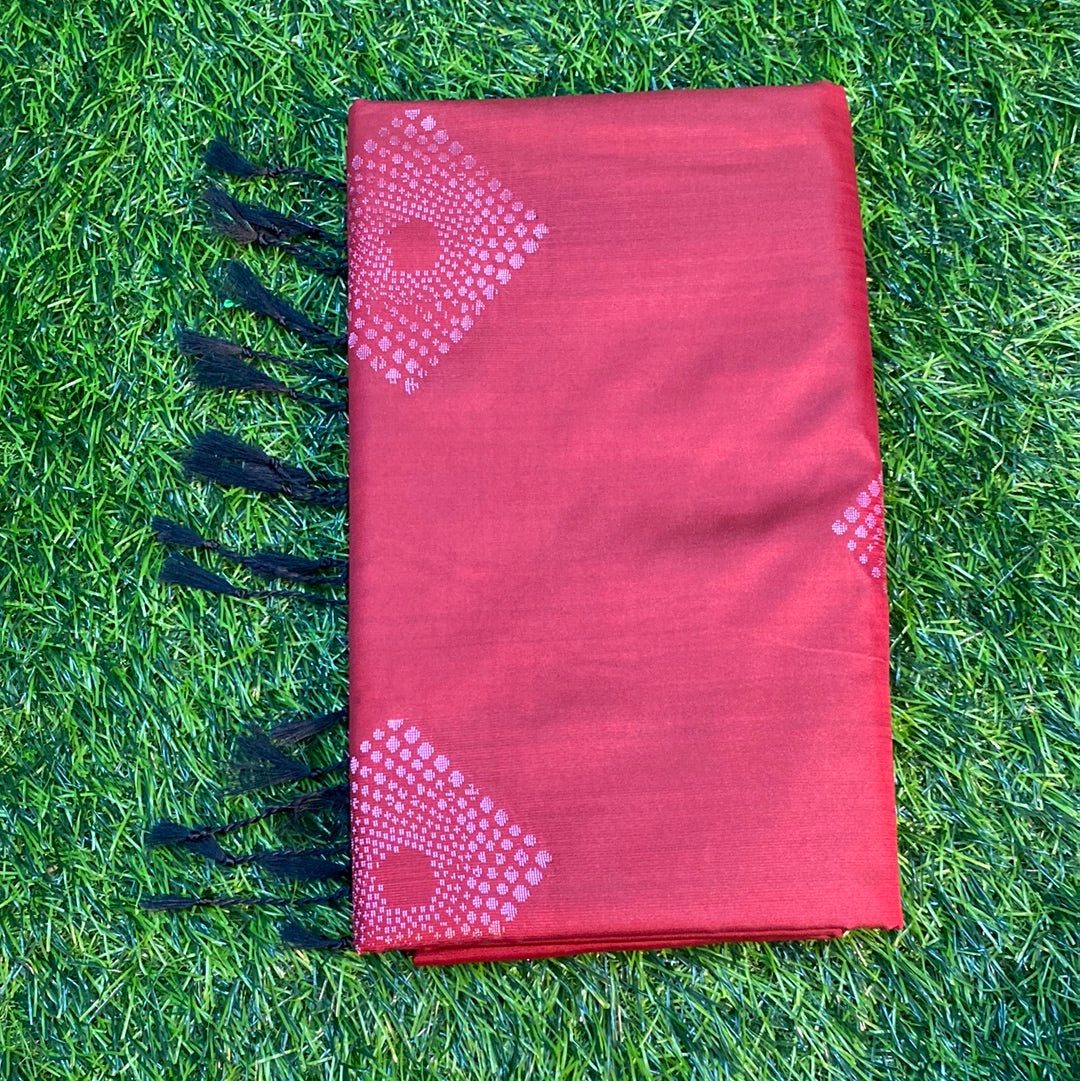 Kanjivaram Tissue Border Soft Silk Sarees (Maroon and Green Colour)
