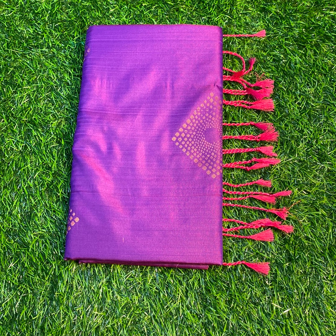 Kanjivaram Tissue Border Soft Silk Sarees (Purple and Red Colour)