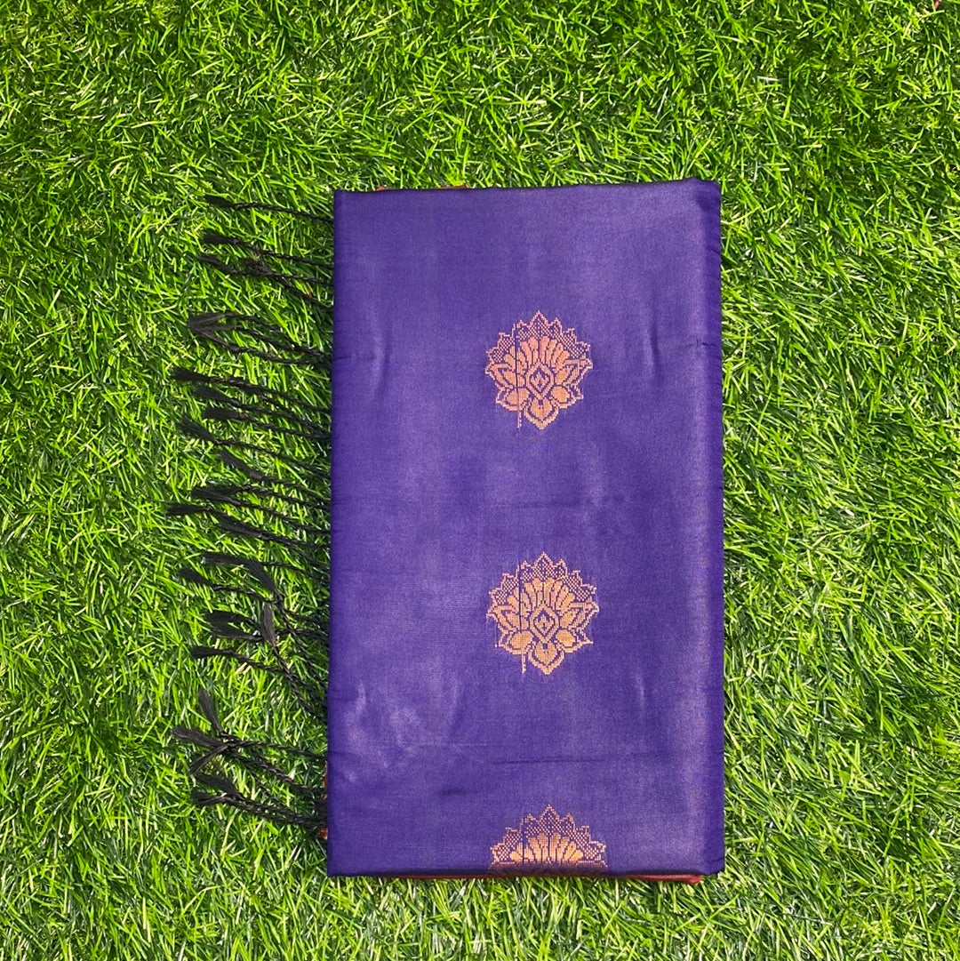 Kanjivaram Tissue Border Soft Silk Sarees (Blue and Maroon Colour)
