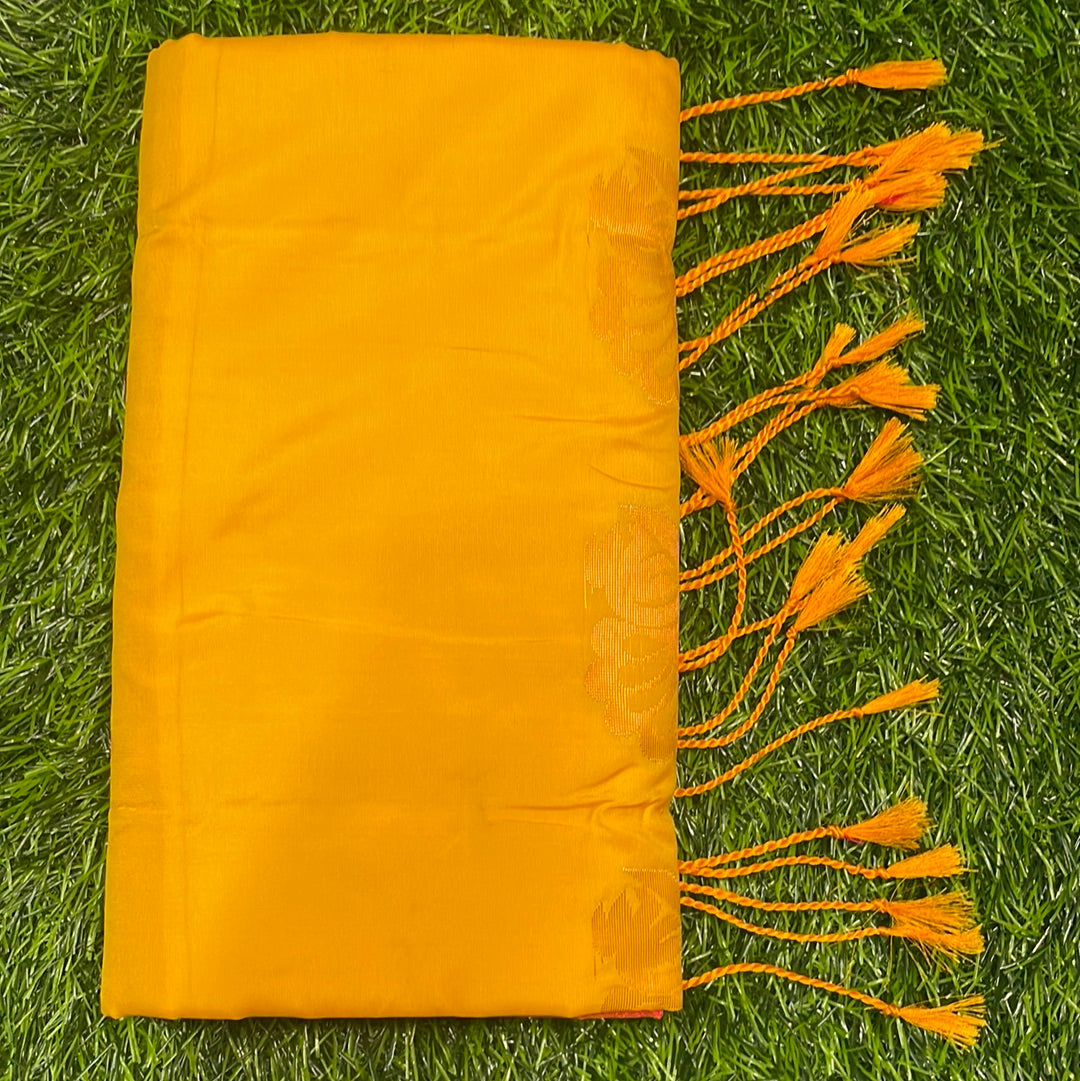 Kanjivaram Tissue Border Soft Silk Sarees (Mustard and Pink)