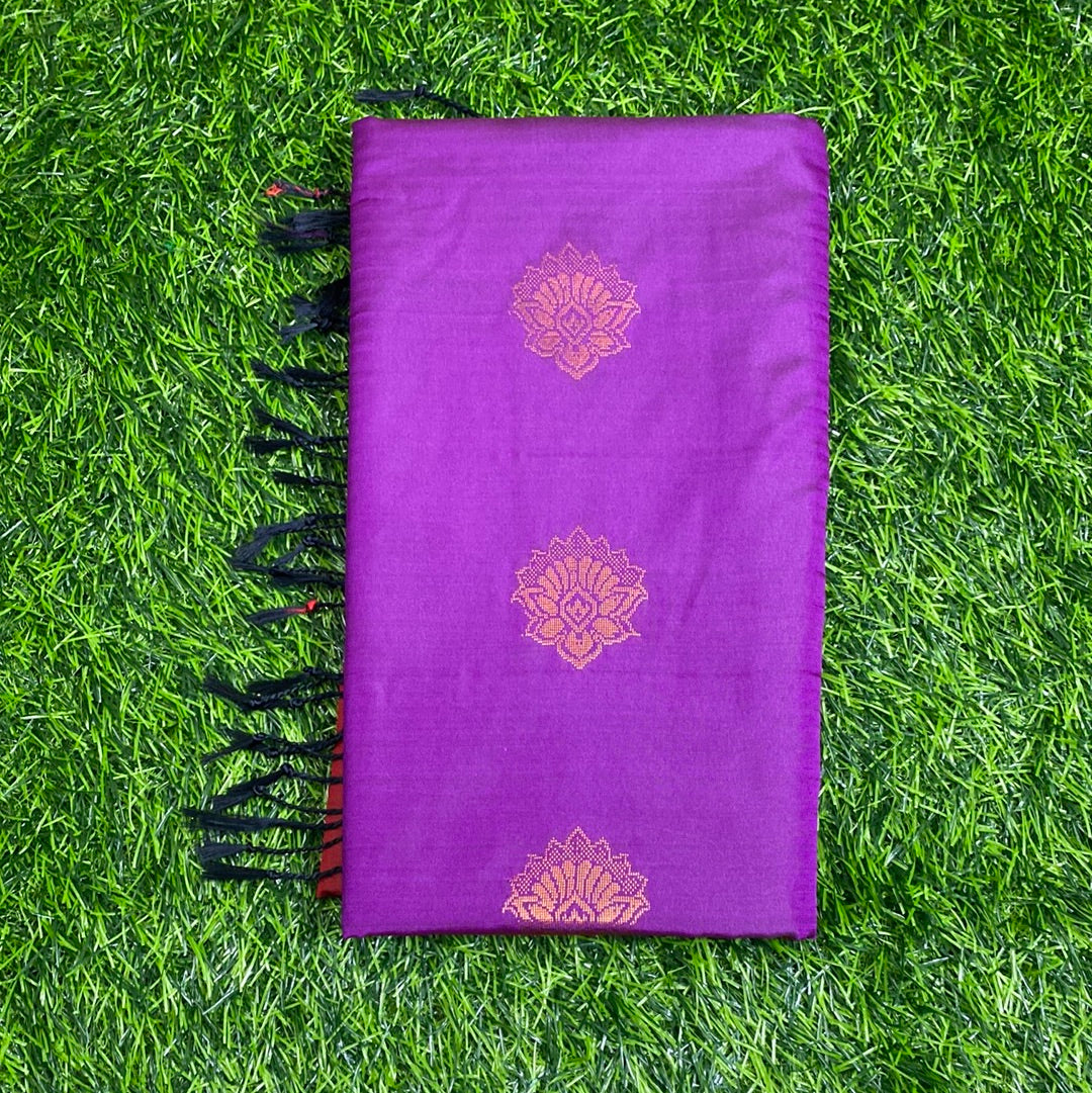 Kanjivaram Tissue Border Soft Silk Sarees (Purple and Maroon Colour)