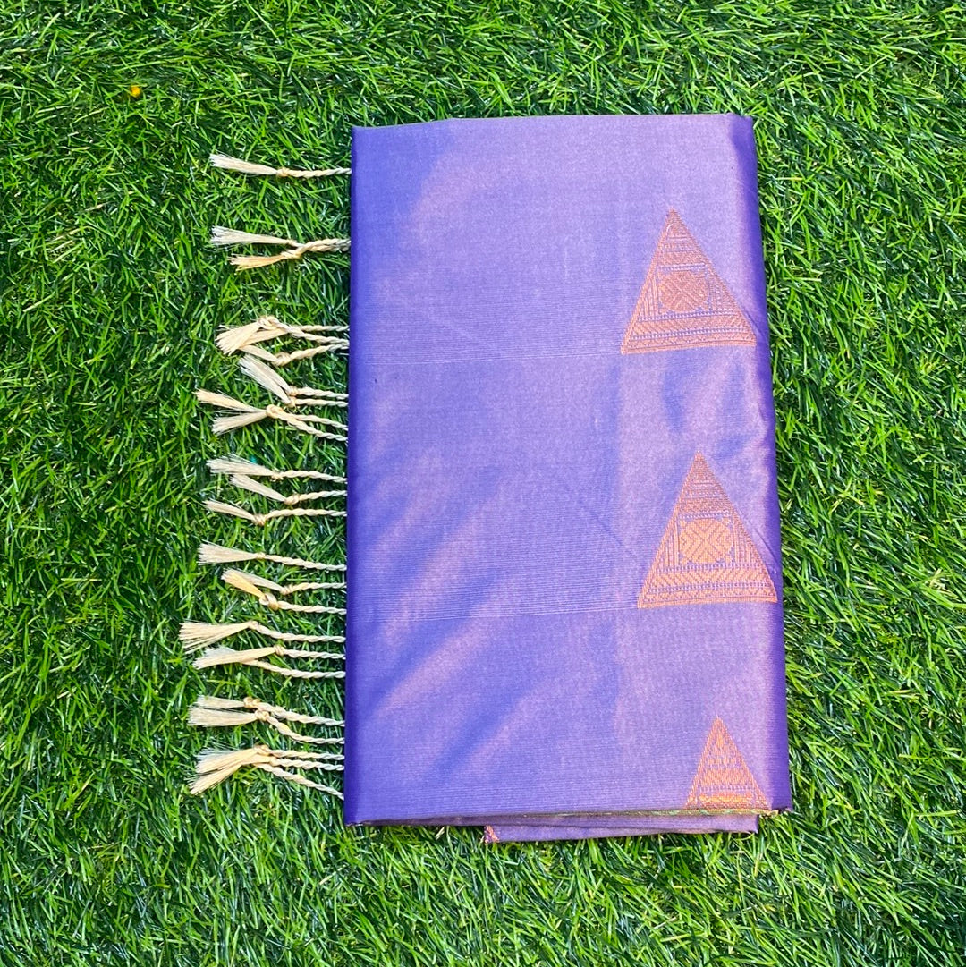 Kanjivaram Tissue Border Soft Silk Sarees (Purple and Sea Green Colour)