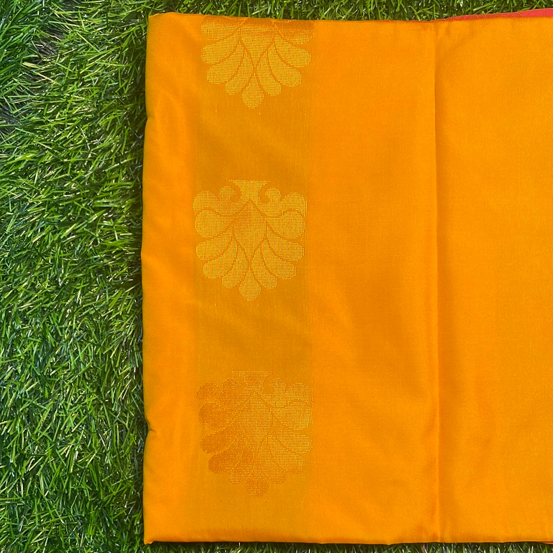 Kanjivaram Tissue Border Soft Silk Sarees (Mustard and Pink)