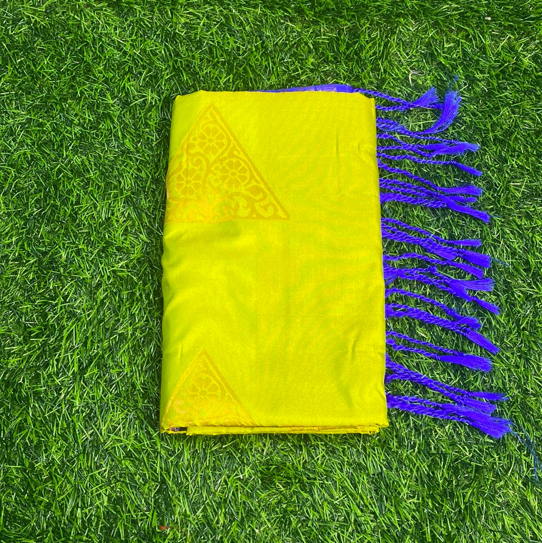 Kanjivaram Tissue Border Soft Silk Sarees (Green and Roya Blue Colour)