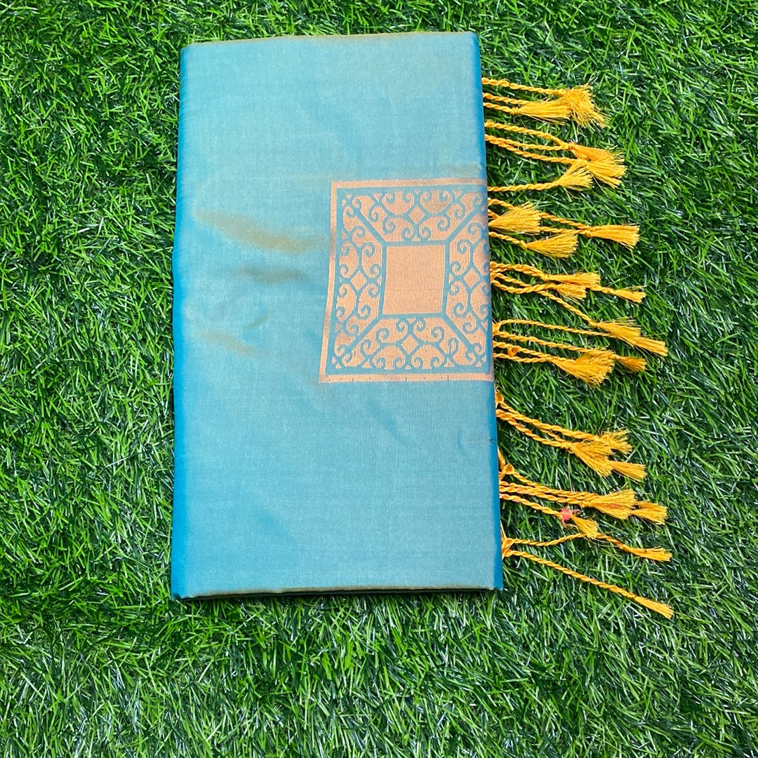 Kanjivaram Tissue Border Soft Silk Sarees (Sea Green and Pink Colour)