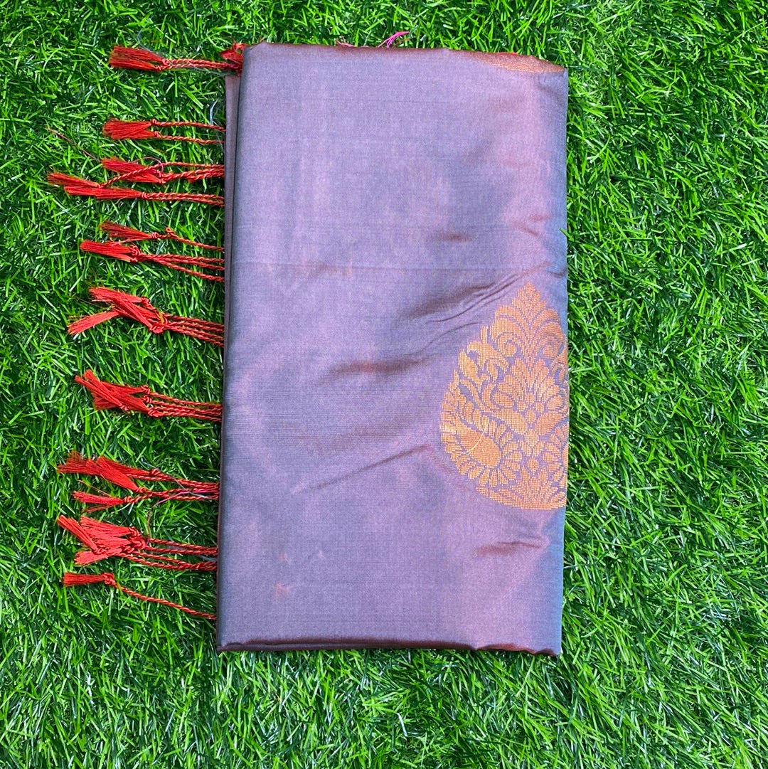 Kanjivaram Tissue Border Soft Silk Sarees (Purple and Pink Colour)