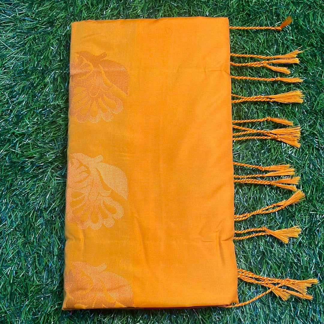 Kanjivaram Tissue Border Soft Silk Sarees (Mustard and Pink)