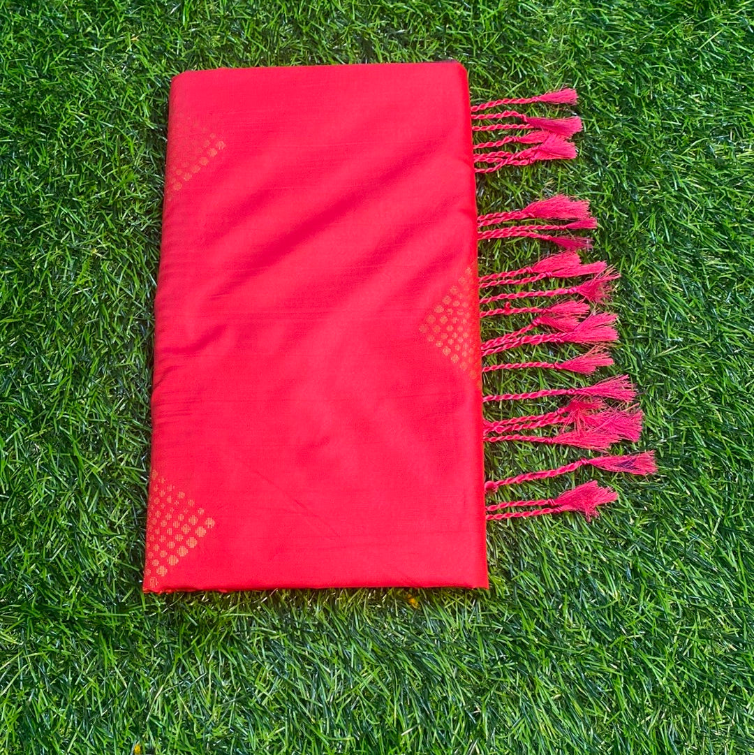 Kanjivaram Tissue Border Soft Silk Sarees (Rose Red Colour and Purple Colour)