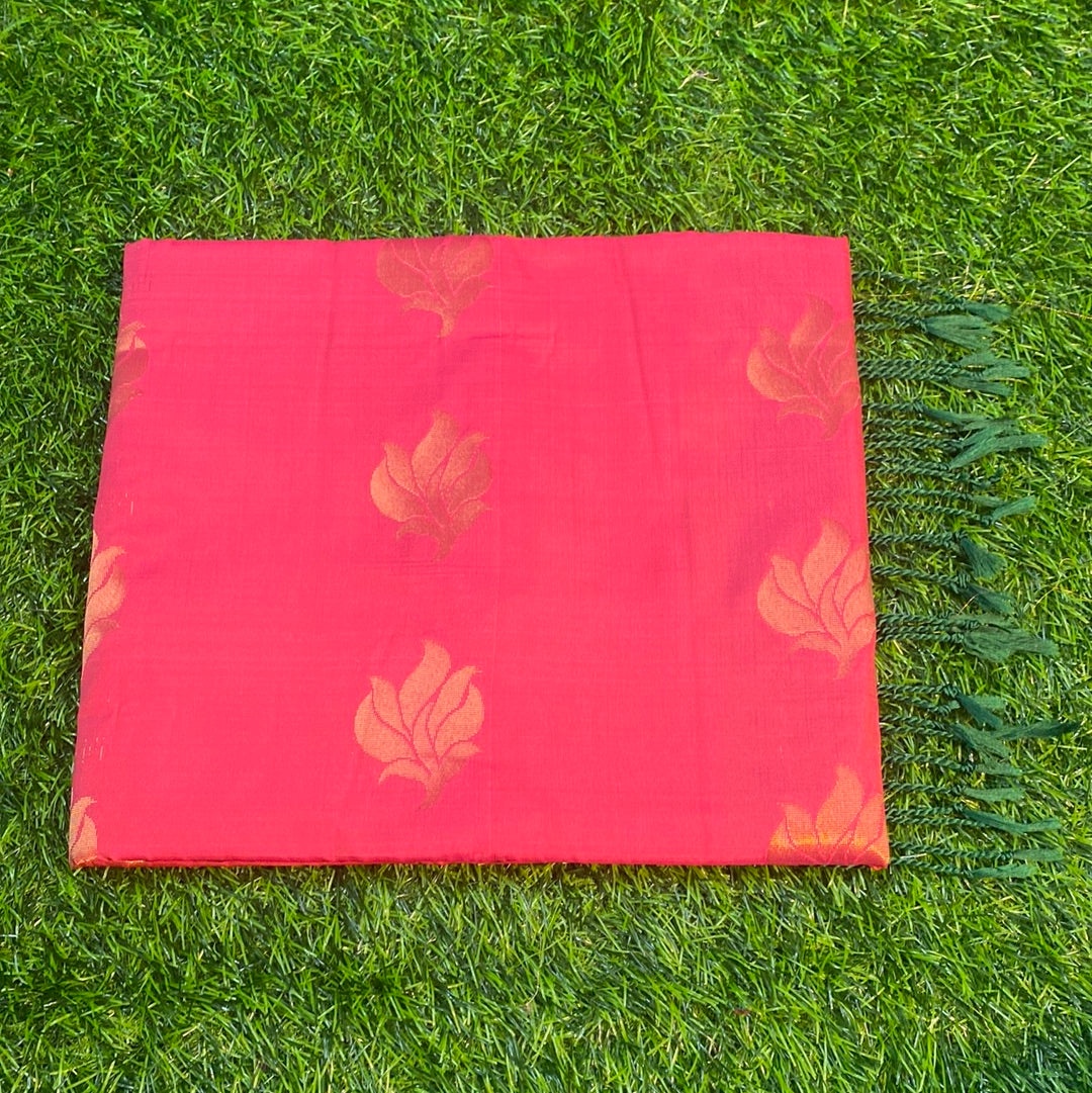 Kanjivaram Tissue Border Soft Silk Sarees (Pink and Green Colour)