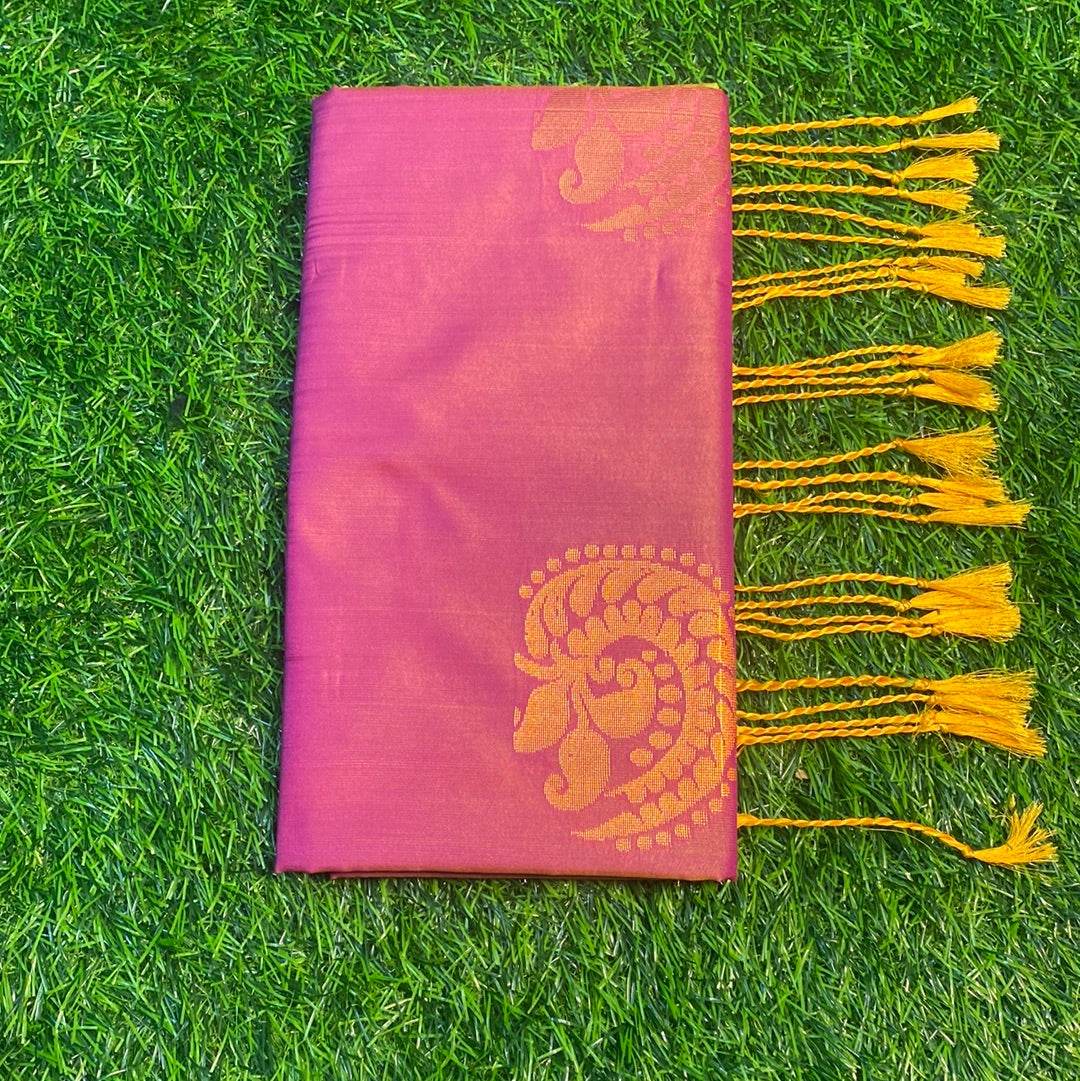 Kanjivaram Tissue Border Soft Silk Sarees (Pink and Sea Green Colour)