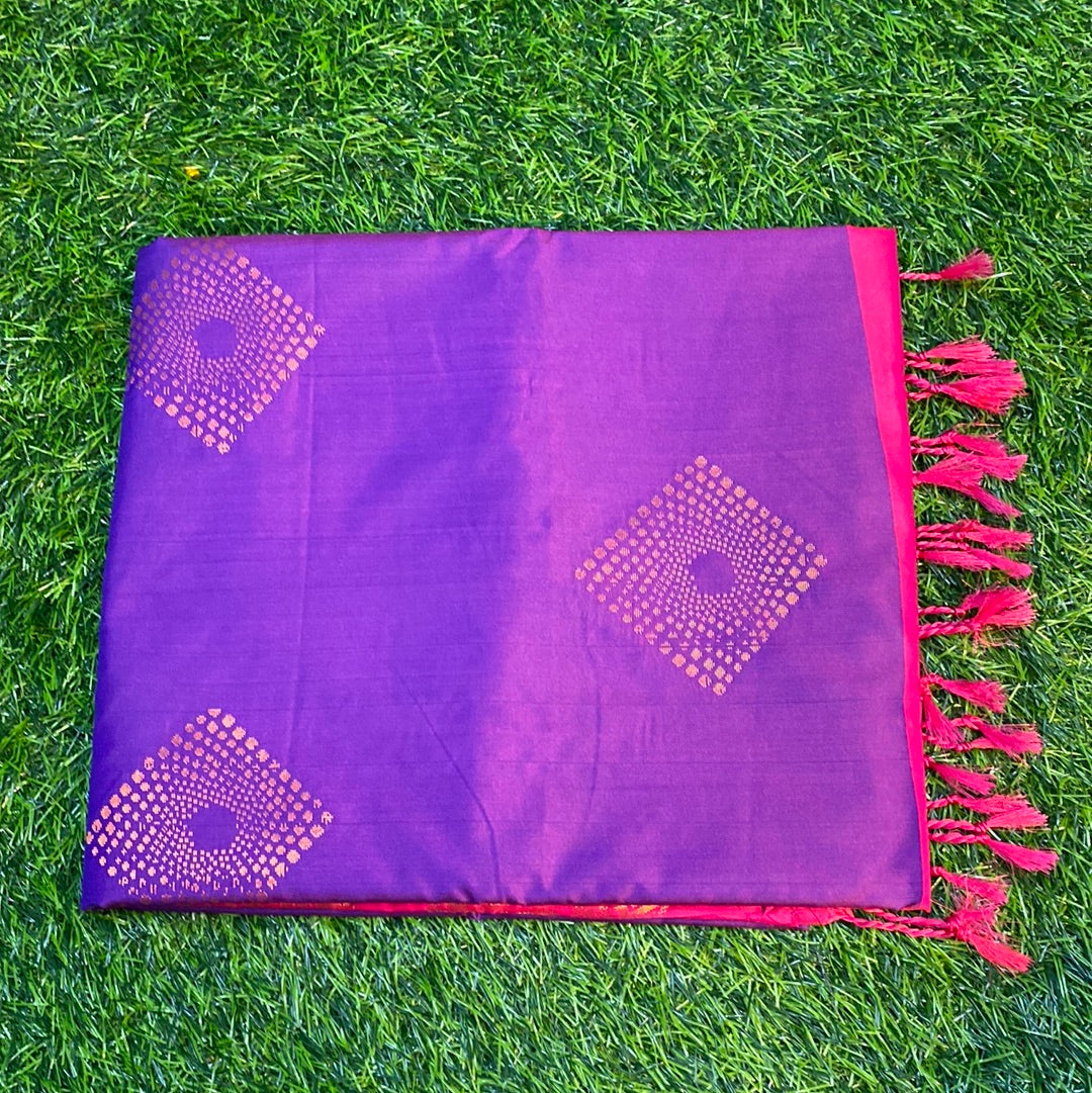 Kanjivaram Tissue Border Soft Silk Sarees (Purple and Pink Colour)