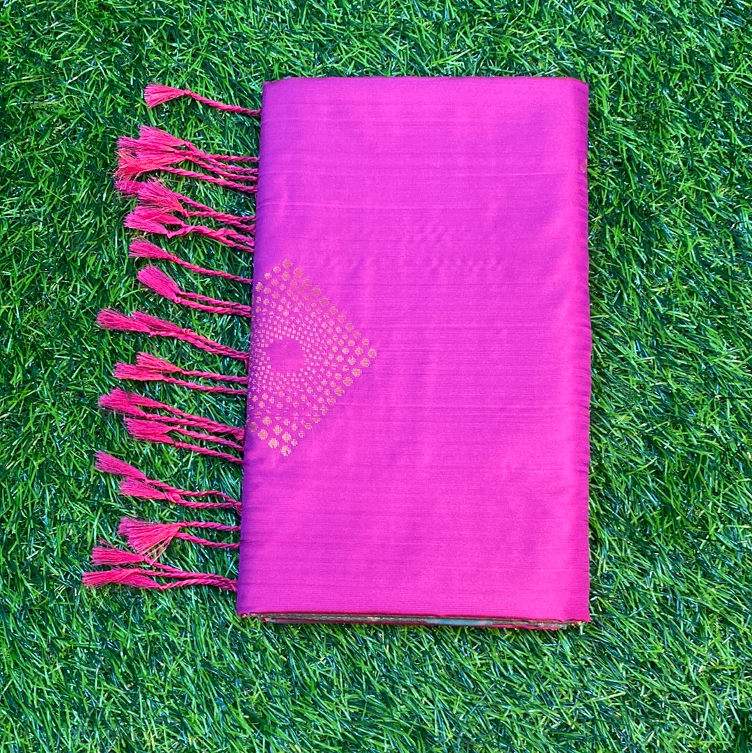 Kanjivaram Tissue Border Soft Silk Sarees (Pink and Green Colour)
