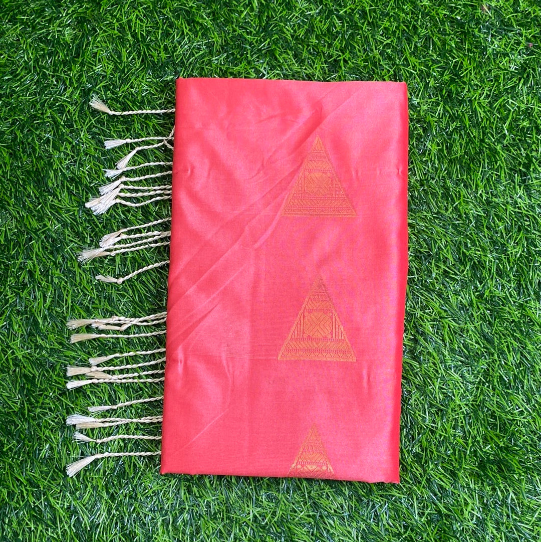 Kanjivaram Tissue Border Soft Silk Sarees (Pink and Sea Green Colour)