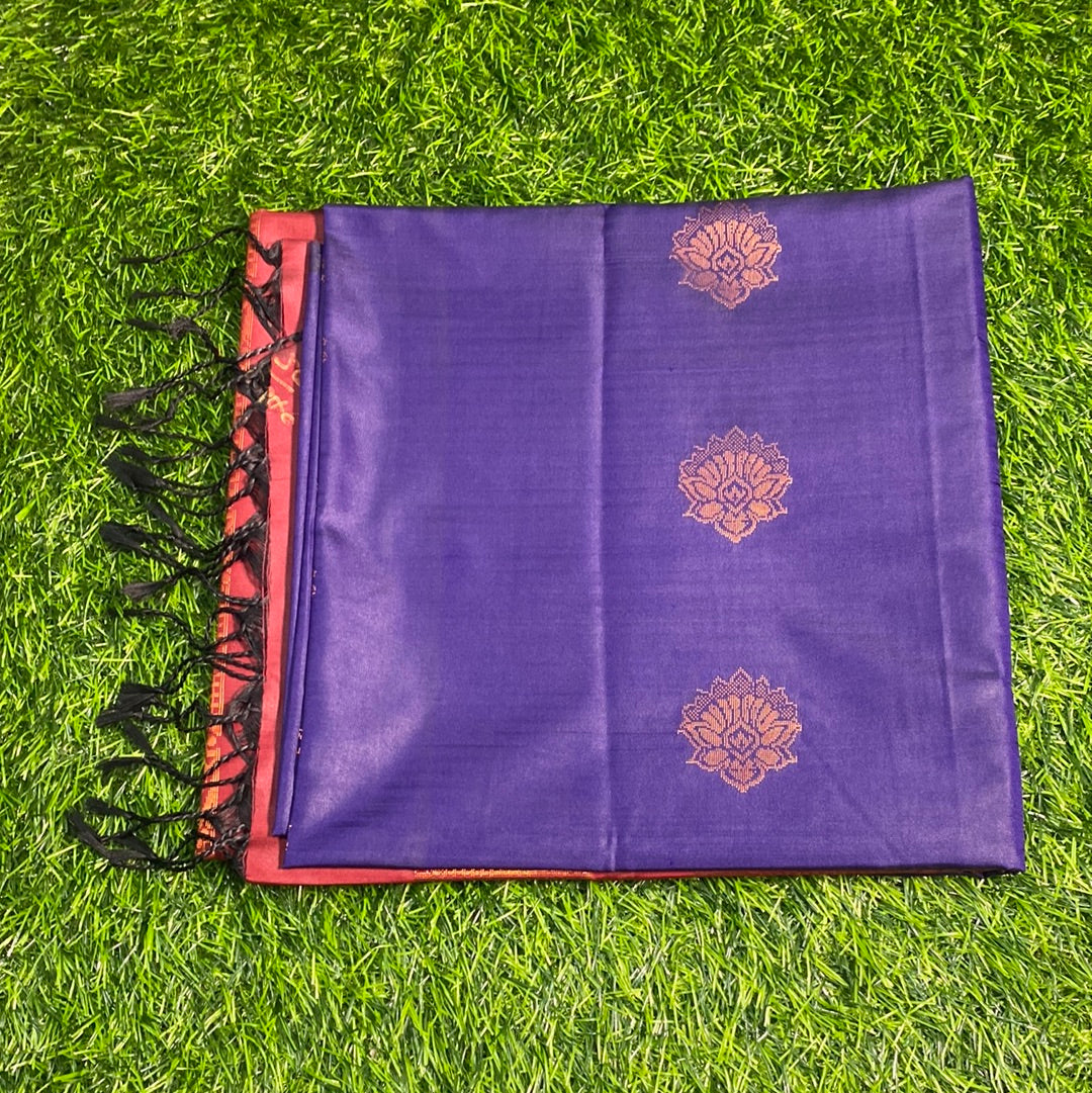 Kanjivaram Tissue Border Soft Silk Sarees (Blue and Maroon Colour)