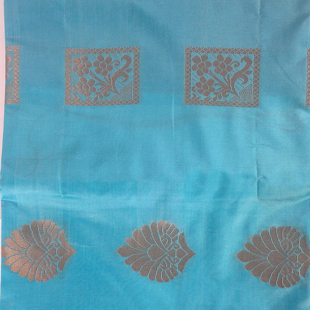 Kanjivaram Tissue Border Soft Silk Sarees (Sea Blue & Pink)