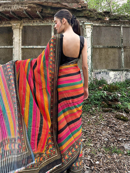 Multi Colour Digital Print Georgette Saree
