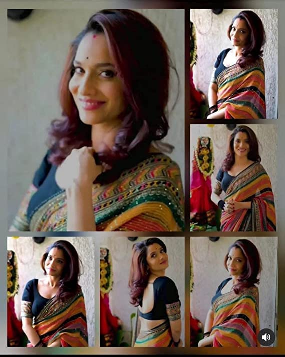 Multi Colour Digital Print Georgette Saree