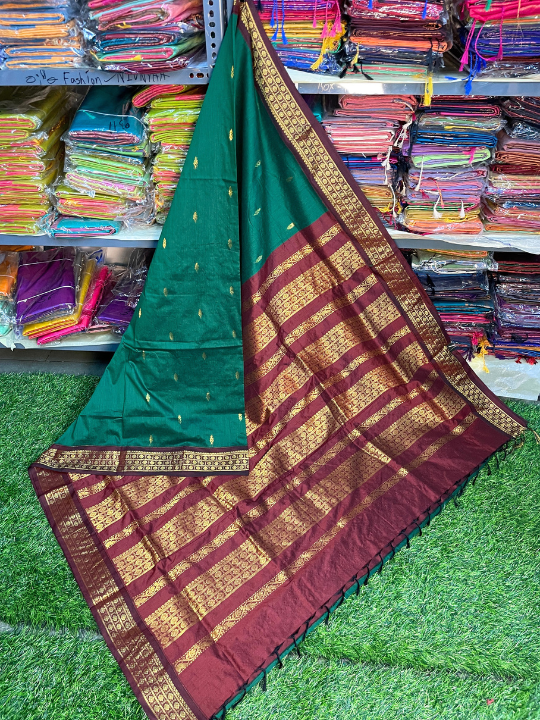 Green & Maroon Kalyani Soft Cotton Saree