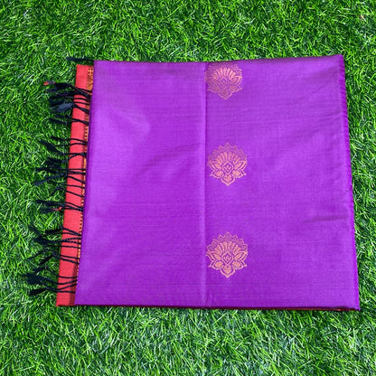 Kanjivaram Tissue Border Soft Silk Sarees (Purple and Maroon Colour)