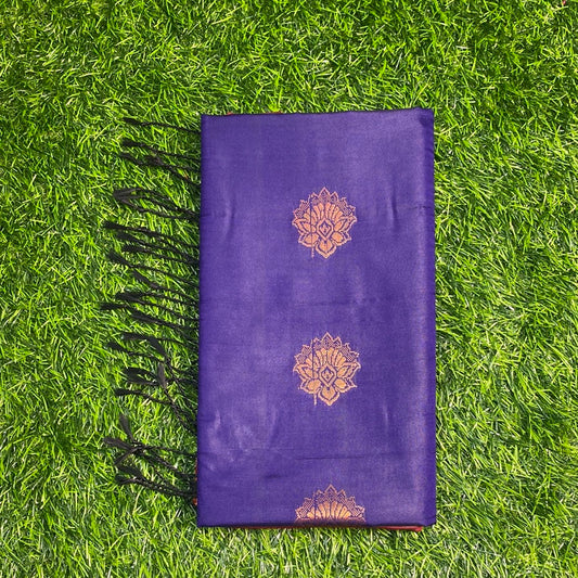 Kanjivaram Tissue Border Soft Silk Sarees (Blue and Maroon Colour)