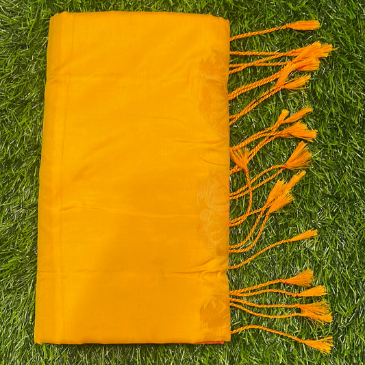 Kanjivaram Tissue Border Soft Silk Sarees (Mustard and Pink)