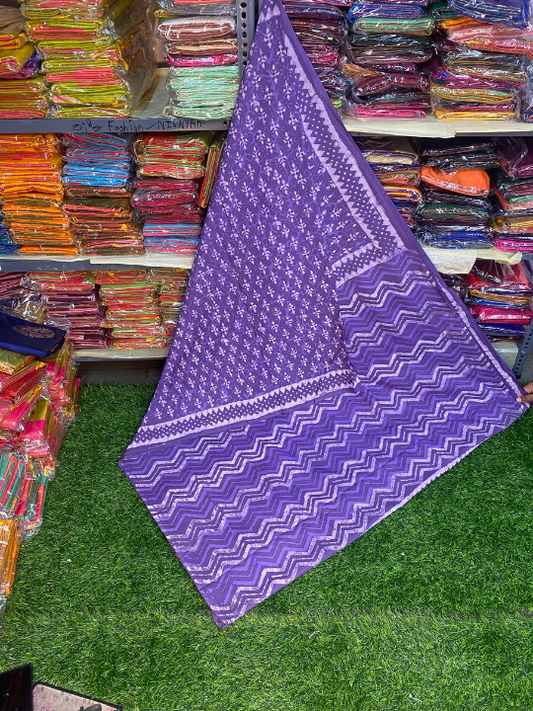 Jaipur Mul Mul Soft Cotton Saree (Purple)