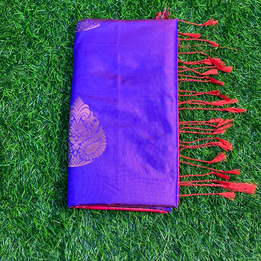 Kanjivaram Tissue Border Soft Silk Sarees (Purple and Pink Colour)