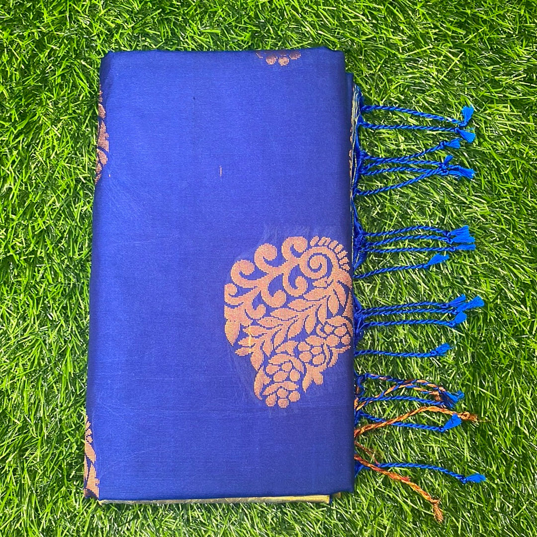 Kanjivaram Tissue Border Soft Silk Sarees (Royal Blue & Green)