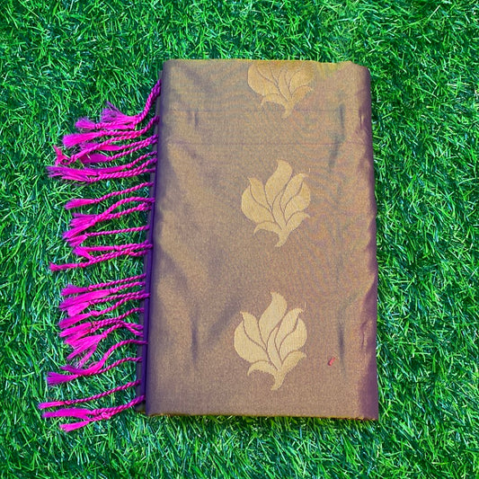Kanjivaram Tissue Border Soft Silk Sarees (Purple and Dark Purple Colour)