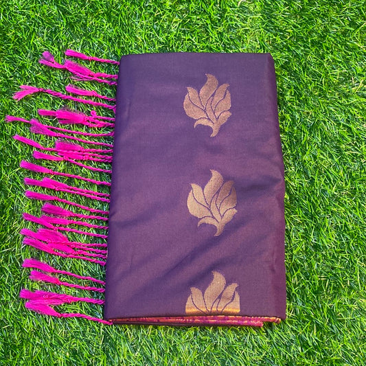 Kanjivaram Tissue Border Soft Silk Sarees (Purple and Pink Colour)