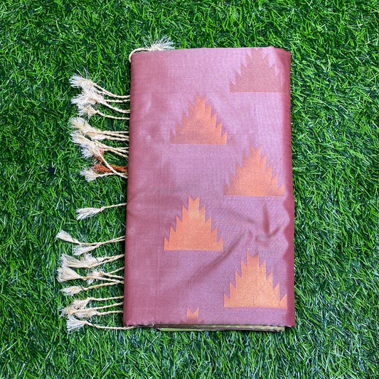 Kanjivaram Tissue Border Soft Silk Sarees (Brown and Sea Green Colour)