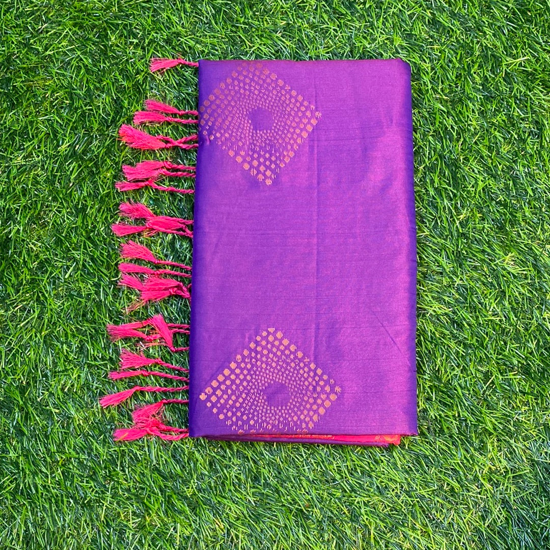 Kanjivaram Tissue Border Soft Silk Sarees (Purple and Pink Colour)