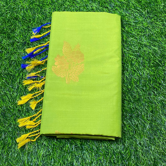 Kanjivaram Tissue Border Soft Silk Sarees (Green and  Blue Colour)