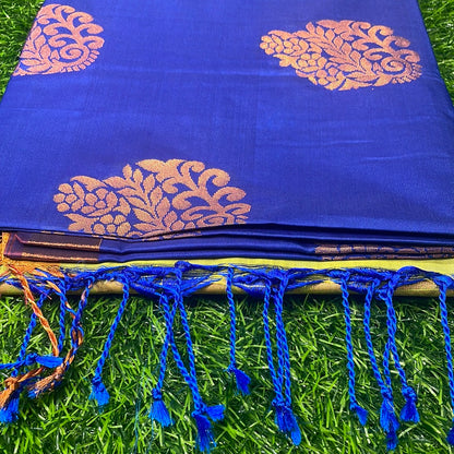 Kanjivaram Tissue Border Soft Silk Sarees (Royal Blue & Green)