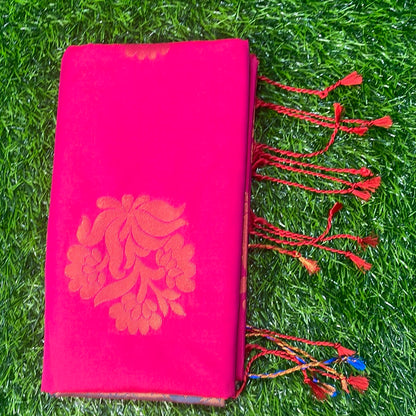 Kanjivaram Tissue Border Soft Silk Sarees (Pure Pink & SeaGreen)
