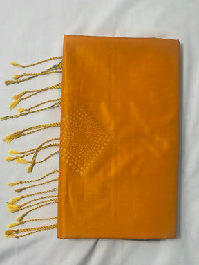 Kanjivaram Tissue Border Soft Silk Sarees (Musted Yellow and Sea Blue Colour)