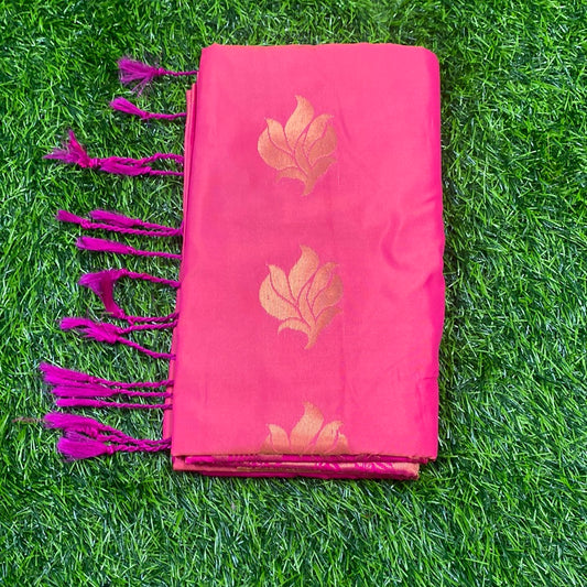 Kanjivaram Tissue Border Soft Silk Sarees (Light Pink and Pink Colour)