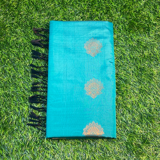 Kanjivaram Tissue Border Soft Silk Sarees (Sea Green and Pink Colour)