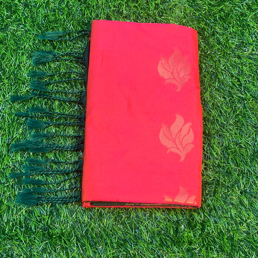 Kanjivaram Tissue Border Soft Silk Sarees (Pink and Green Colour)
