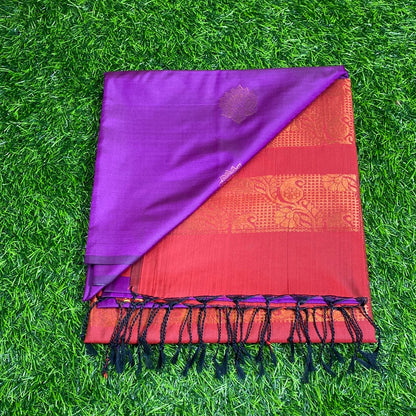 Kanjivaram Tissue Border Soft Silk Sarees (Purple and Maroon Colour)