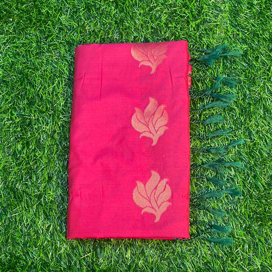 Kanjivaram Tissue Border Soft Silk Sarees (Pink and Green Colour)