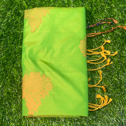 Kanjivaram Tissue Border Soft Silk Sarees (Green & Purple)