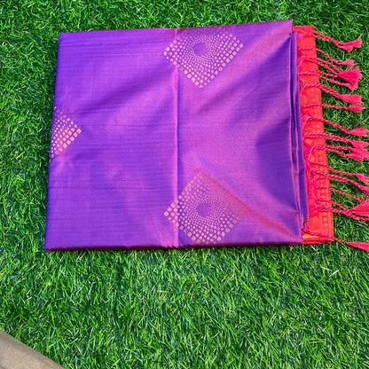 Kanjivaram Tissue Border Soft Silk Sarees (Purple and Red Colour)
