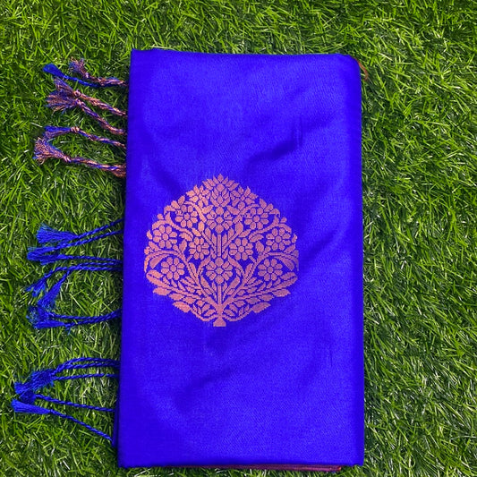Kanjivaram Tissue Border Soft Silk Sarees (Royal Blue and Purple Colour)