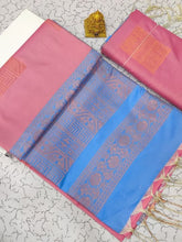 Kanjivaram Tissue Border Soft Silk Sarees (Baby Pink & Sea Blue)