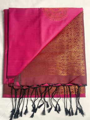 Kanjivaram Tissue Border Soft Silk Sarees (Pink and Maroon Colour)