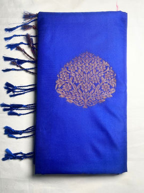 Kanjivaram Tissue Border Soft Silk Sarees (Navy Blue and Pink Colour)