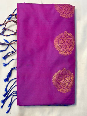 Kanjivaram Tissue Border Soft Silk Sarees (Pink and Blue Colour)