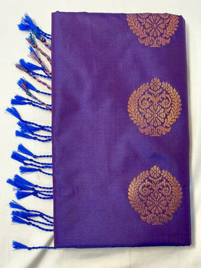 Kanjivaram Tissue Border Soft Silk Sarees (Royal Blue and Sea Green Colour)